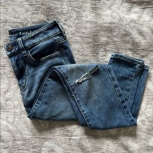 American Eagle Blue Hi-rise Ripped Jeans | Size 2